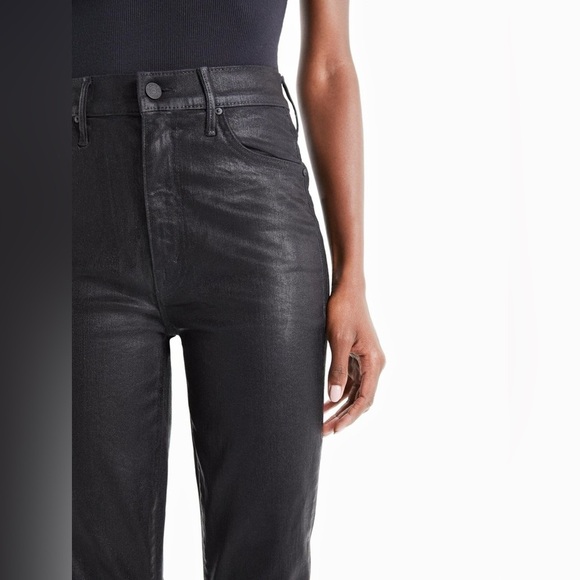 MOTHER The Swooner Ankle Wet Paint Skinny Jeans Black Size 25 - Picture 3 of 14